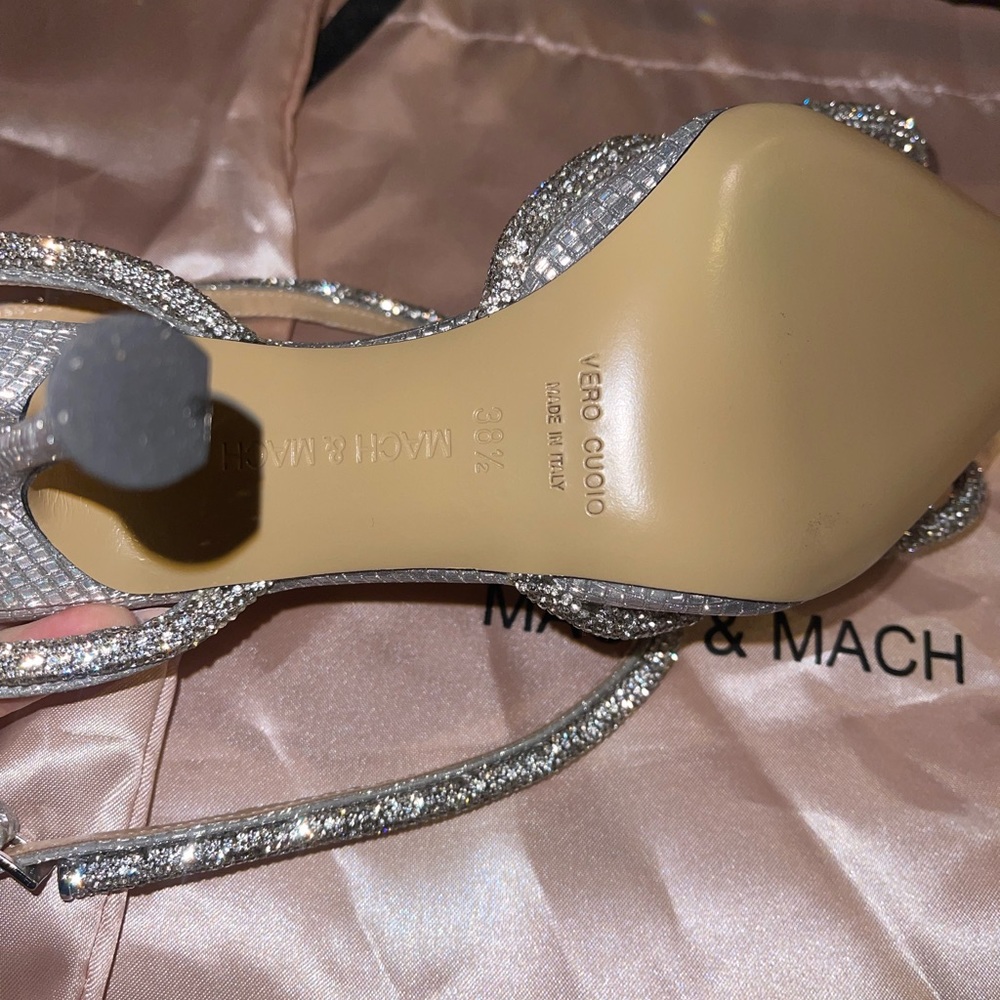 Auriga Silver Sparkle Cube Double Bow High Heel Mach & Machs